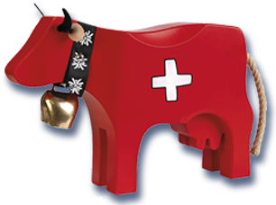 La vache rouge en bois